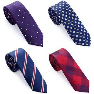 Mens Skinny Tie Set 4 Pack Slim Neckties Formal Wedding Business Ties Gift
